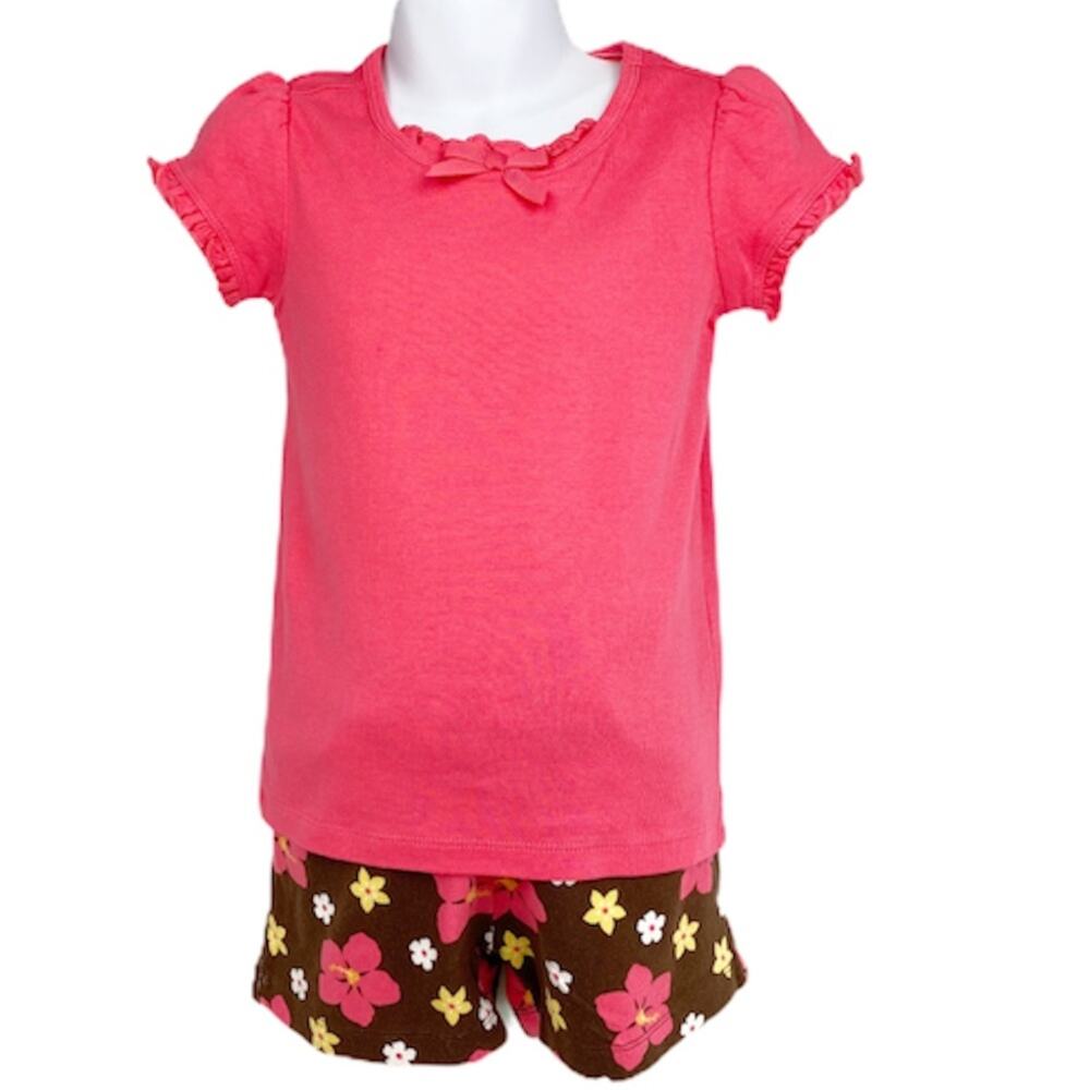 Gymboree Brown Floral Shorts & Coral  T-Shirt 4